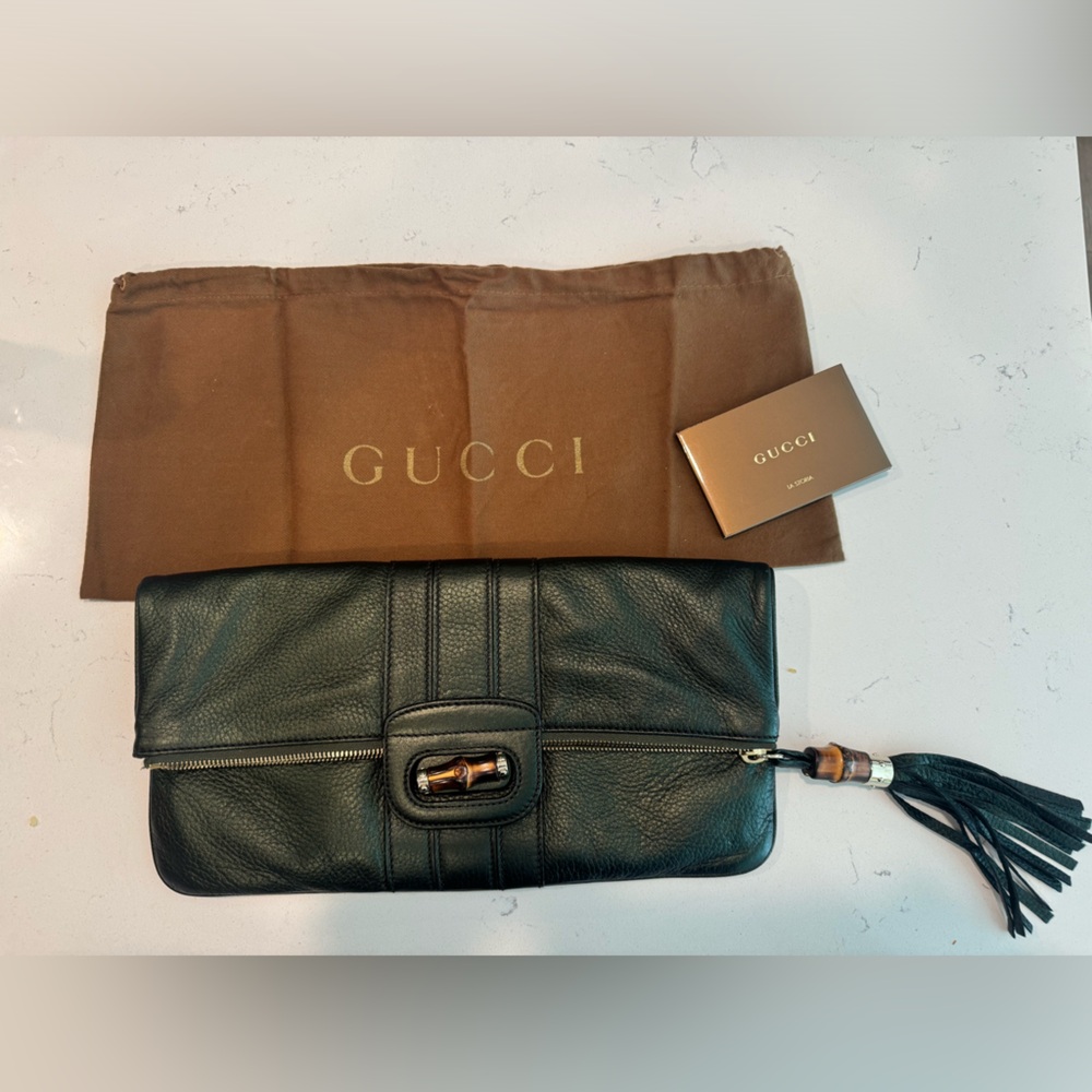 Gucci Leather Bamboo Clutch